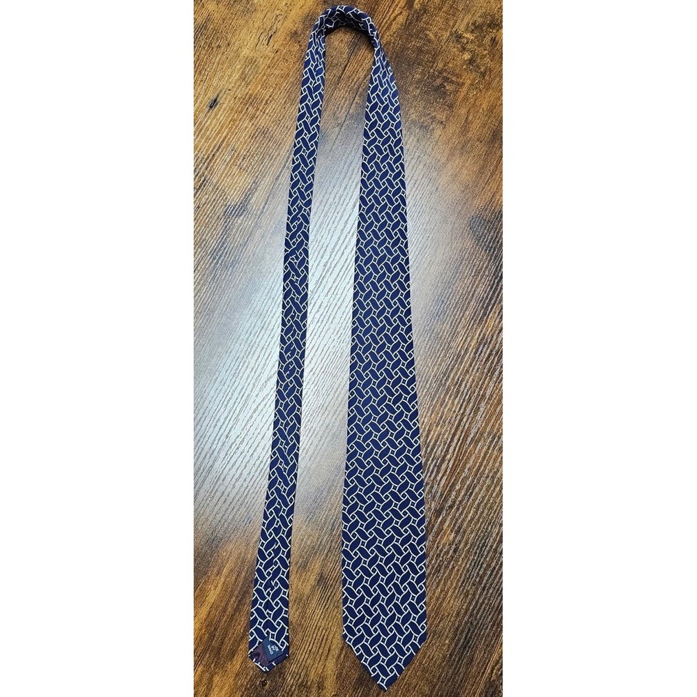 VTG USA BY Polo Ralph Lauren Men's 100% Silk Tie Blue Geometric